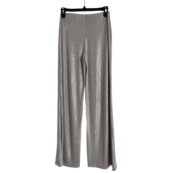 ZARA Womens Metallic Shimmer Silver‎ Pants Size S Cocktail Party Night Out - Picture 2 of 5